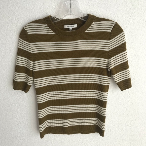 Madewell Sweaters - Olive Striped Merino Wool Sweater